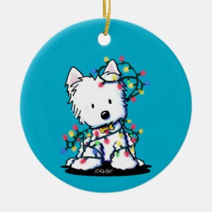 Delighted Westie Christmas KiniArt  Ceramic Ornament