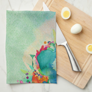 Delightful Abstract Floral Watercolor Pattern  Kitchen Towel