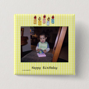 Delightful Birthday Photo Template 2 Inch Square Button