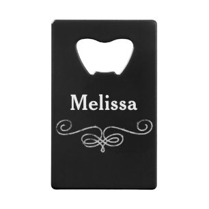Delightful black and silver credit card bottle opener
