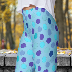 Delightful Blue and Baby Blue Polka Dot Pattern Leggings
