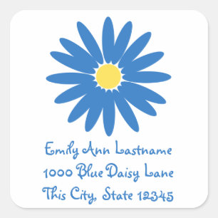 Delightful Blue Daisy Square Sticker