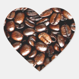 Delightful Coffee Whole Bean Pattern Heart Sticker