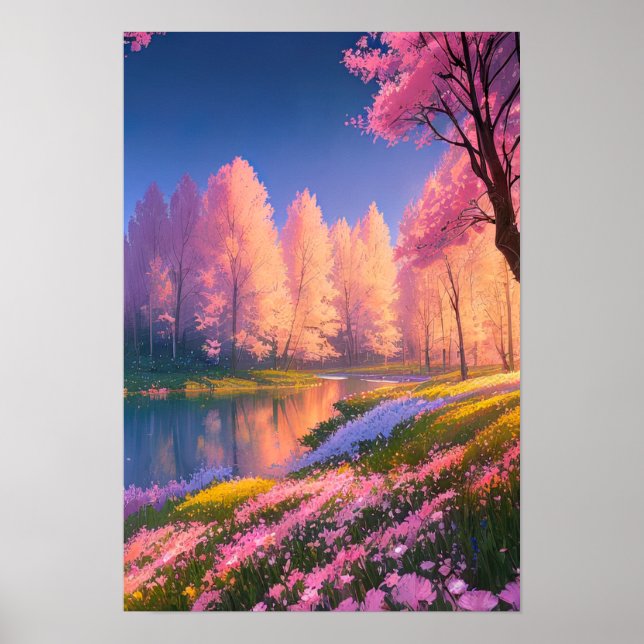 Delightful Colours Along the Riverbank Poster (Front)