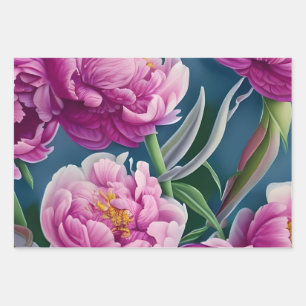 Delightful Country Garden Peonies Wrapping Paper Sheet