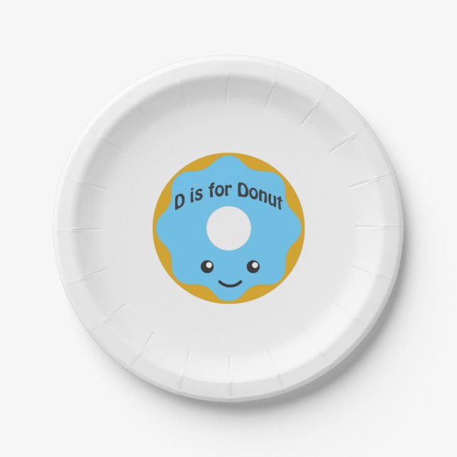 Delightful D is for Doughnut Paper Plate (Front)
