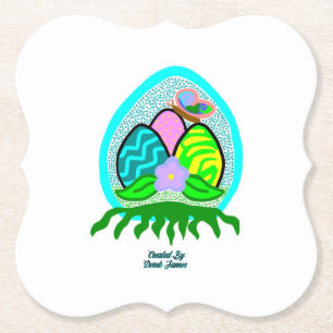 Delightful Easter Eggs Bracket Paper Coaster