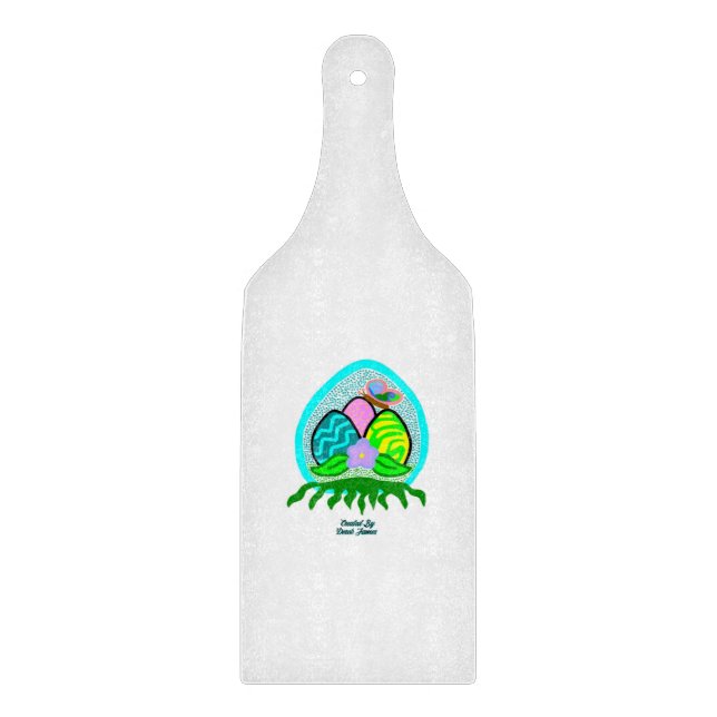 Delightful Easter Eggs Cutting Board Paddle (Front)