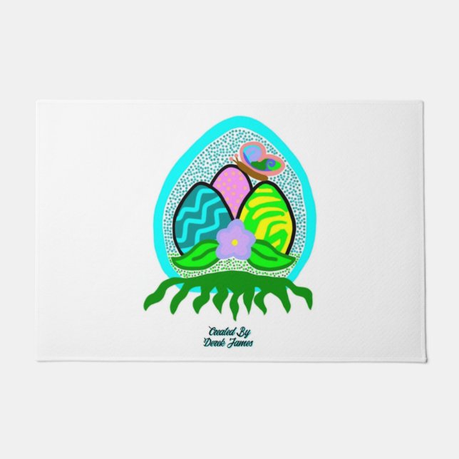 Delightful Easter Eggs Door Mat (Front)