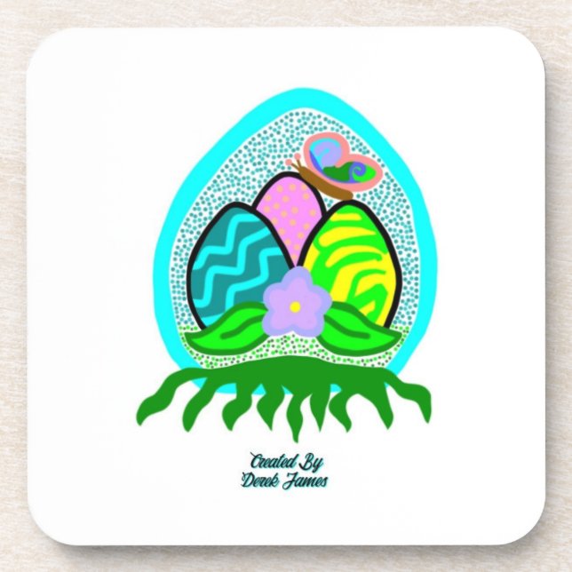 Delightful Easter Eggs Hard Plastic Coaster (Front)