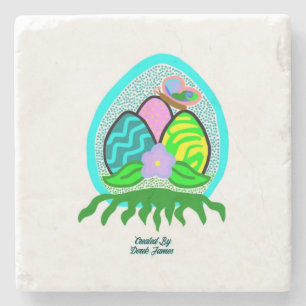 Delightful Easter Eggs Marble Stone Coaster