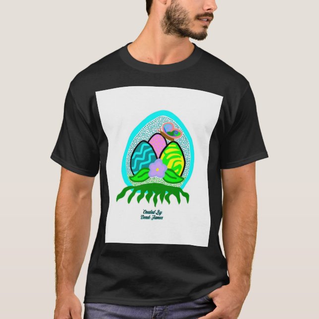 Delightful Easter Eggs Men's Black Basic T Shirt (Front)