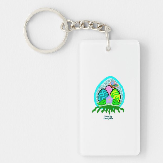 Delightful Easter Eggs Rectangle Keychain (Front)