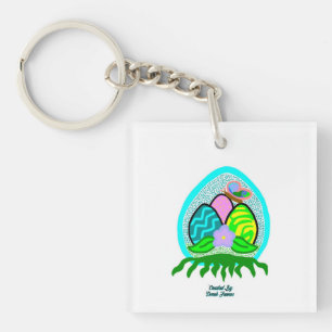 Delightful Easter Eggs Square Keychain