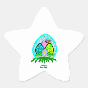 Delightful Easter Eggs Star Sticker