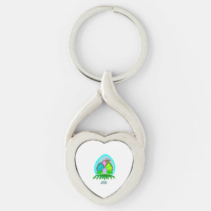 Delightful Easter Eggs Twisted Heart Keychain