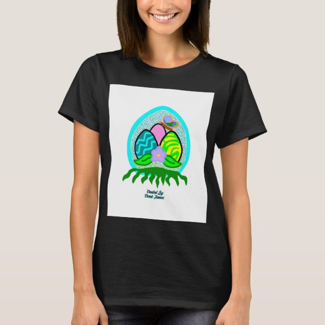 Delightful Easter Eggs Women's Black Basic T Shirt (Front)