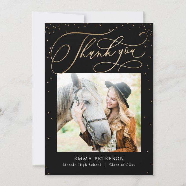 Delightful EDITABLE COLOR Graduation Thank You Card (Front)