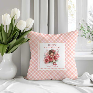 Delightful Fairy Girl Blush Floral Birthday Pillow