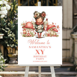 Delightful Fairy Pink Floral Birthday Welcome Sign