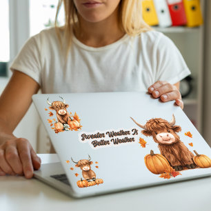 Delightful Fall Highland Cow Ex Small Stickers
