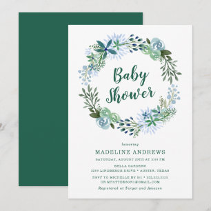 Delightful Floral Green Baby Shower Invitation