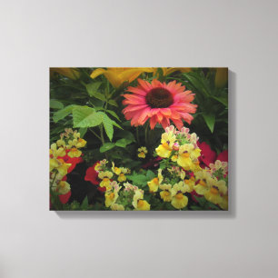 Delightful Flower Garden in Black Vignette Canvas Print