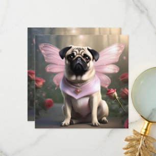 Delightful Funny Pug Fairy, Paper cup Thank You Card