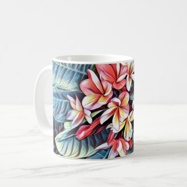 Delightful Hawaiian plumeria mug (Front Left)