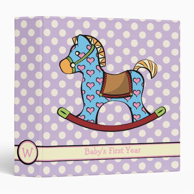 Delightful Hearts Rocking Horse 3-Ring Binder (Front/Spine)