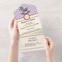 Delightful Hearts Rocking Horse All-in-One Invite