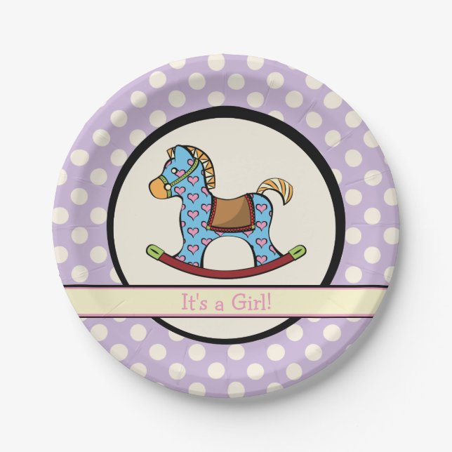 Delightful Hearts Rocking Horse Paper Plates (Front)