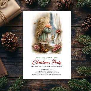 Delightful Holiday Scene Girl Cozy Christmas  Invitation