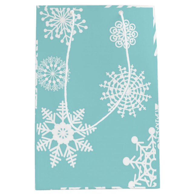 delightful light green snowflakes medium gift bag (Front)