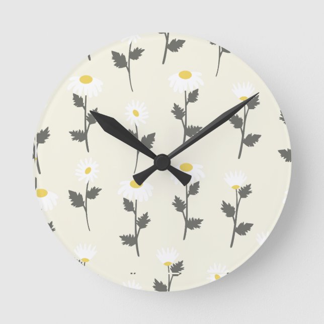 Delightful Little Daisies Wildflowers Floral Round Clock (Front)