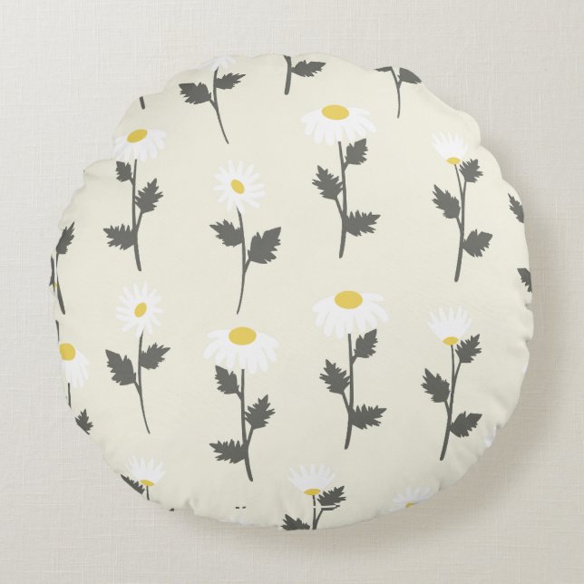 Delightful Little Daisies Wildflowers Floral Round Pillow (Front)