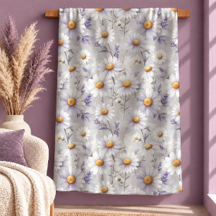 Delightful Modern White Daisy Pastel Purple Decor Sherpa Blanket