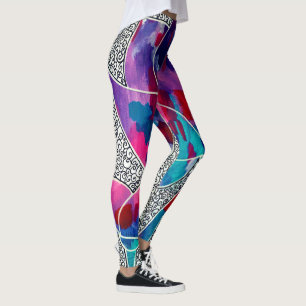 Delightful Oriental Lotus Flowers Original Art Leggings