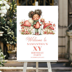 Delightful Pink Fairy Birthday Welcome Poster
