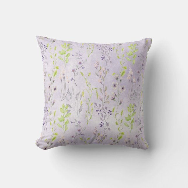 Delightful Purple Wildflowers Throw Pillow (Front)