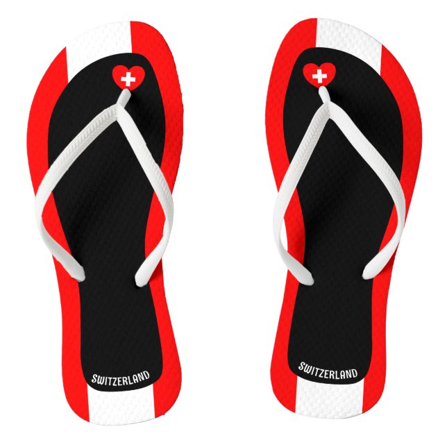 Delightful Switzerland Flag Colours Patriotic Flip Flops (Footbed)