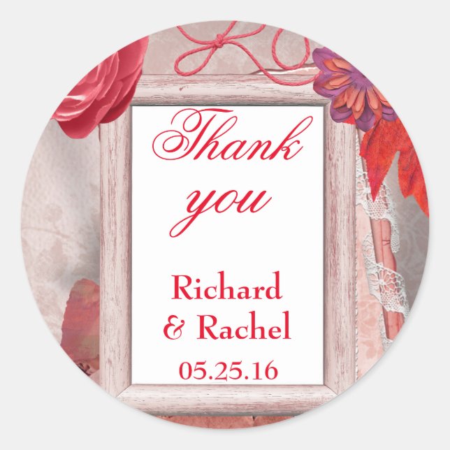Delightful Thank you Red Classic Round Sticker (Front)