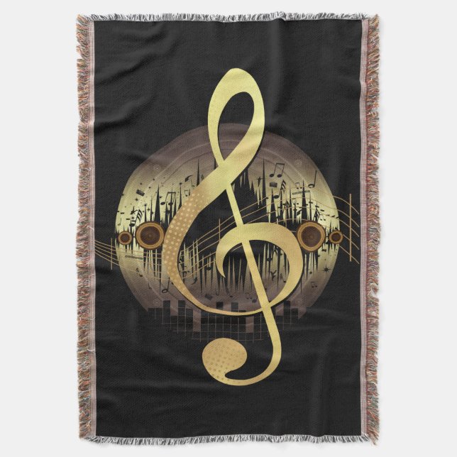 Delightful Tune - Gold Throw Blanket (Front Vertical)