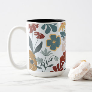 Delightful & Vibrant Modern Floral Two-Tone Coffee Mug