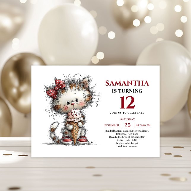 Delightful whimsical animals cat kids birthday invitation (Delightful whimsical animals print kids birthday invitation

)