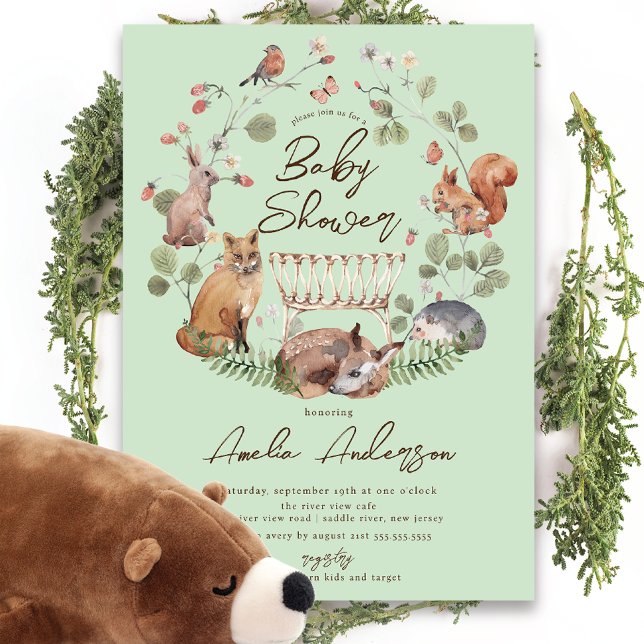 Delightful Woodland Animals Baby Shower Invitation (Creator Uploaded)