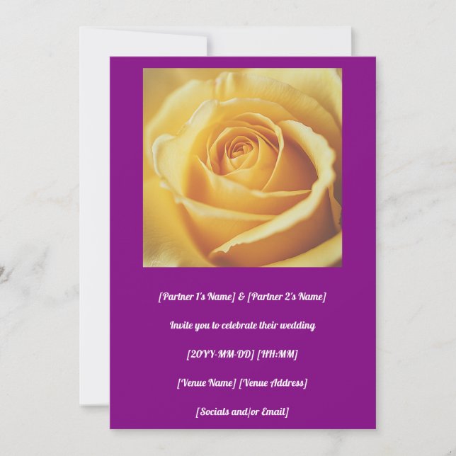 Delightful Yellow Rose  Invitation (Front)