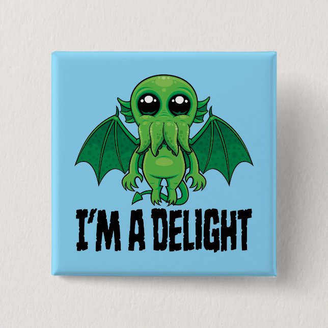 Delightfully Cute Cthulhu Monster 2 Inch Square Button (Front)