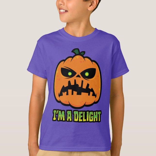 Delightfully Grumpy Jack-O-Lantern Pumpkin T-Shirt (Front)