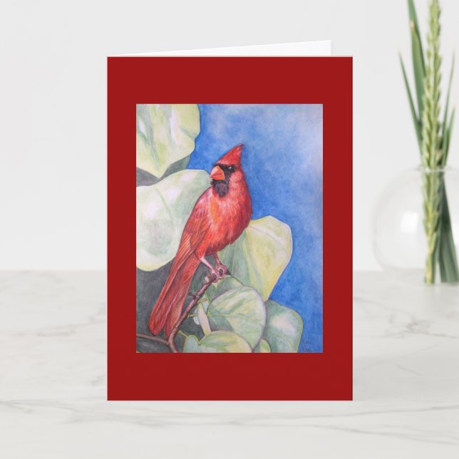 Delightfully Red Cardinal GREETING CARD (Front)